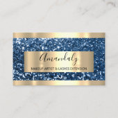 Carte De Visite ProfessionalGlitter Blue Navy Or moderne Lumineuse (Devant)