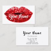 Carte De Visite ProfessionMaquillage Artiste Rouge Baiser Lips Bla (Devant / Derrière)