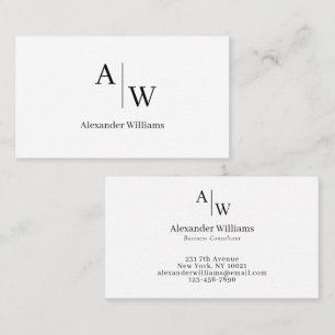 Carte De Visite Professionnel 2 Monogramme Nom Simple Basic Minima