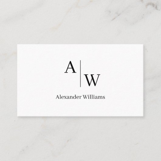 Carte De Visite Professionnel 2 Monogramme Nom Simple Basic Minima (Devant)