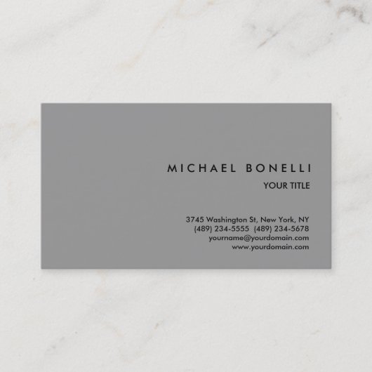 Carte de visite professionnel à la mode gris simpl (Devant)