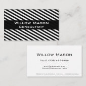 Carte de visite professionnel à rayures noir et bl (Devant / Derrière)