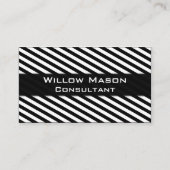 Carte de visite professionnel à rayures noir et bl (Devant)