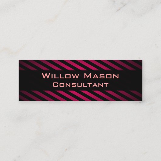 Carte de visite professionnel à rayures noir et ro (Devant)