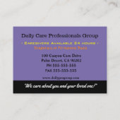 Carte De Visite Professionnel Accompagnateur de soins (Dos)