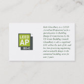 Carte De Visite Professionnel accrédité par LEED (Dos)