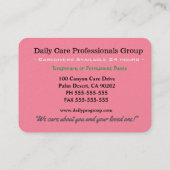 Carte De Visite Professionnel affectueux de bourgeon de pivoine de (Dos)