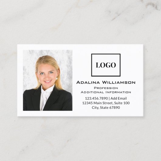 Carte De Visite Professionnel Ajouter logo photo QR Code (Devant)