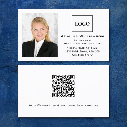 Carte De Visite Professionnel Ajouter logo photo QR Code