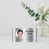 Carte De Visite Professionnel Ajouter Photo Silver Classy Business (Debout devant)