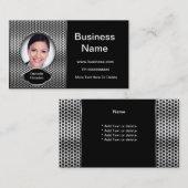 Carte De Visite Professionnel Ajouter Photo Silver Classy Business (Devant / Derrière)