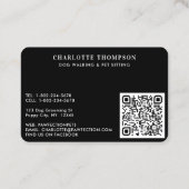 Carte De Visite Professionnel Animaux de compagnie Sitter Chien Gr (Dos)