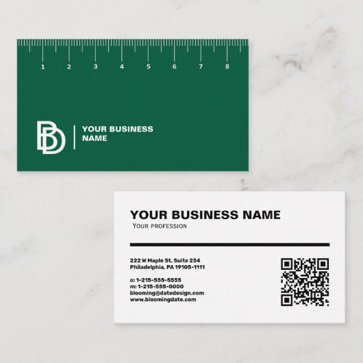 Carte de visite professionnel avec règle (cm) (Devant / Derrière)