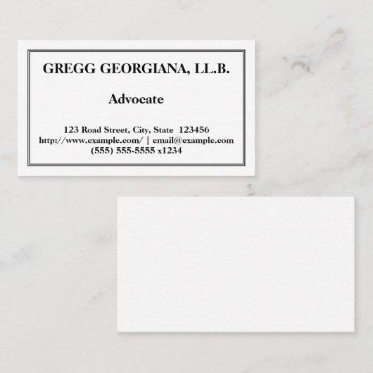 Carte de visite Professionnel & Basic Advocate (Devant / Derrière)