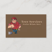 Carte De Visite Professionnel Beige & Red Tree Service Guy Busines (Devant)