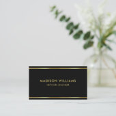Carte De Visite Professionnel Black and Gold Premium personnalisé (Debout devant)