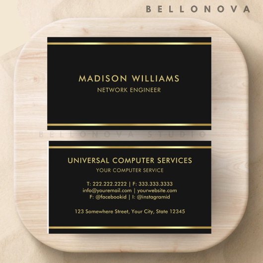Carte De Visite Professionnel Black and Gold Premium personnalisé