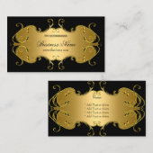 Carte De Visite Professionnel Black Gold Élégant (Devant / Derrière)