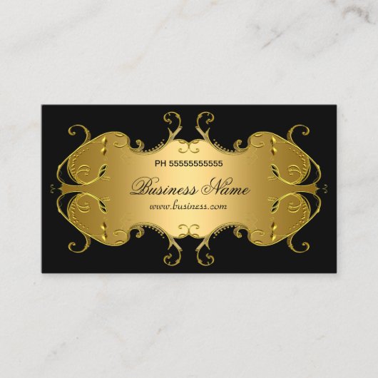 Carte De Visite Professionnel Black Gold Élégant (Devant)