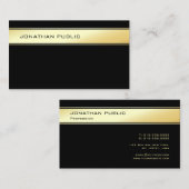Carte De Visite Professionnel Black Gold Moderne Simple Modèle (Devant / Derrière)