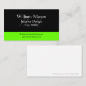 Carte de visite professionnel Black & Lime Green (Devant / Derrière)