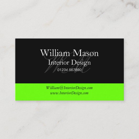 Carte de visite professionnel Black & Lime Green (Devant)