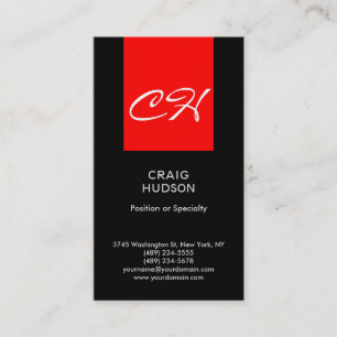 Carte de visite professionnel Black Red Chic