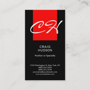 Carte de visite professionnel Black Red Chic