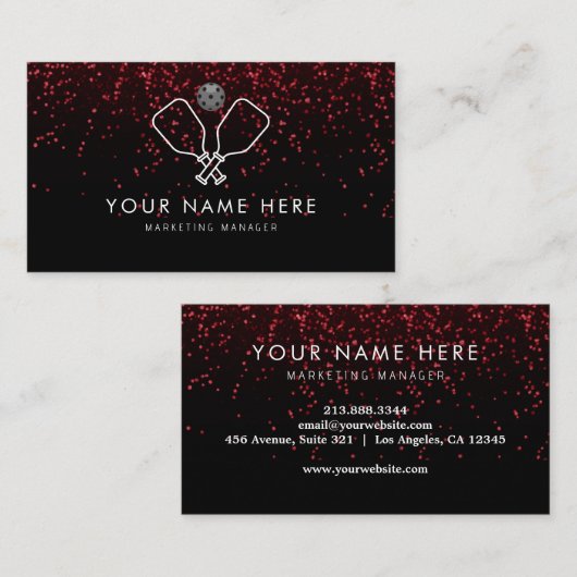 carte de visite professionnel Black Red Pickleball (Devant / Derrière)