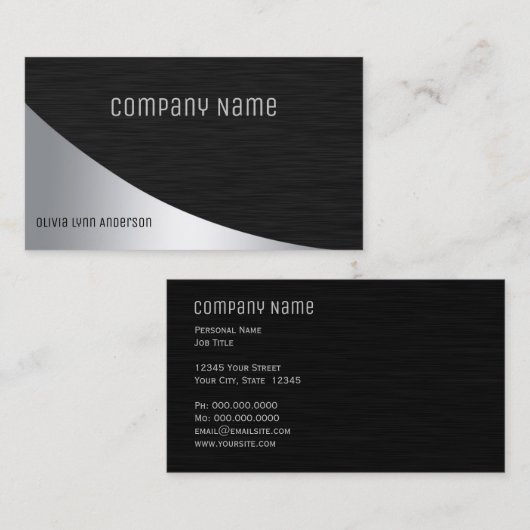 Carte de visite professionnel Black Silver (Devant / Derrière)