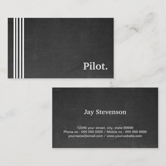 Carte de visite professionnel Black & Silver Pilot (Devant / Derrière)