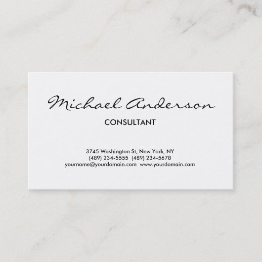 Carte de visite professionnel Black White Script (Devant)
