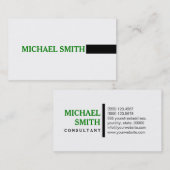 Carte De Visite Professionnel Blanc clair moderne Vert élégant (Devant / Derrière)