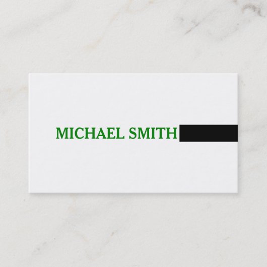 Carte De Visite Professionnel Blanc clair moderne Vert élégant (Devant)