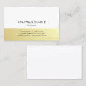 Carte De Visite Professionnel blanc d'or élégant moderne de modèle (Devant / Derrière)