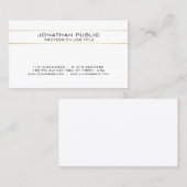 Carte De Visite Professionnel Blanc Or Simple Moderne Élégant (Devant / Derrière)