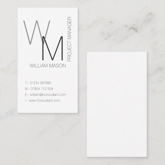 Carte de visite professionnel blanc simple et simp (Devant / Derrière)
