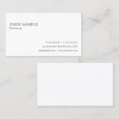 Carte De Visite Professionnel Blanc Simple Plain Élégant Moderne (Devant / Derrière)