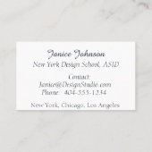 Carte de visite professionnel bleu et blanc (Dos)