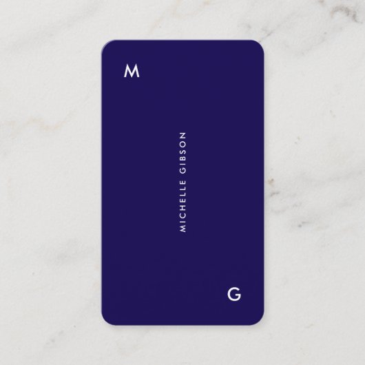 Carte De Visite Professionnel Bleu foncé Simple Minimal (Devant)