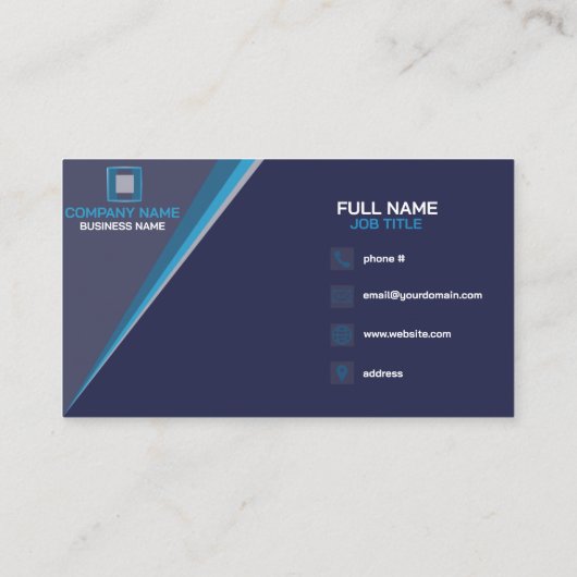 Carte de visite professionnel ; Bleu profond moder (Dos)