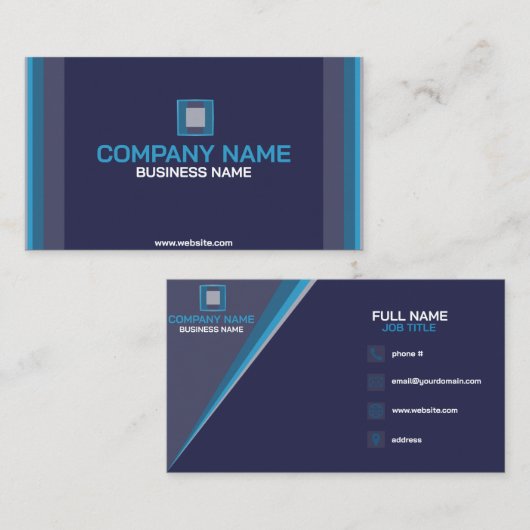 Carte de visite professionnel ; Bleu profond moder (Devant / Derrière)