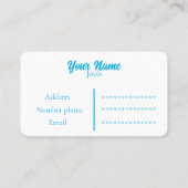 Carte De Visite Professionnel bleu simple (Dos)