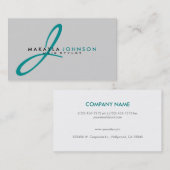 Carte De Visite Professionnel bleu turquoise moderne et simple de (Devant / Derrière)