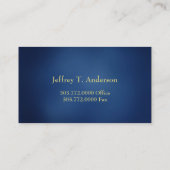 Carte de visite professionnel Blue Gold Frame (Dos)