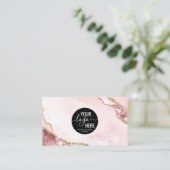 Carte De Visite Professionnel Blush Pink Agate Company Logo Code Q (Debout devant)