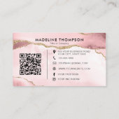 Carte De Visite Professionnel Blush Pink Agate Company Logo Code Q (Dos)