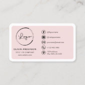Carte De Visite Professionnel Blush Pink Business Logo Médias soci (Devant)