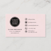 Carte De Visite Professionnel Blush Pink Business Logo Médias soci (Devant)