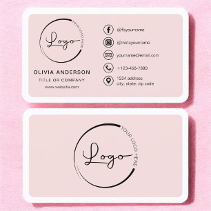 Carte De Visite Professionnel Blush Pink Business Logo Médias soci